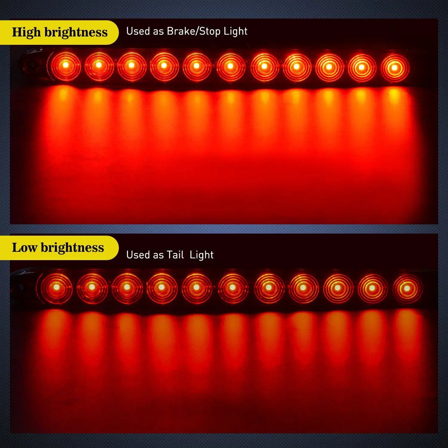 16 Inch 11 LED Red Trailer Light Bar (Pair) - Heavy Duty Waterproof Truck Lights for Semi Trailers, Boats & Off-Road Vehicles - Perfect for Night Driving & Emergency Signaling