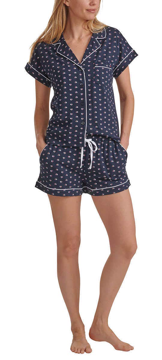 Tommy Hilfiger Women's 2-Piece Pajama Shorts Set - Soft Cotton Sleepwear for Summer Nights, Lounge & Vacation Comfort