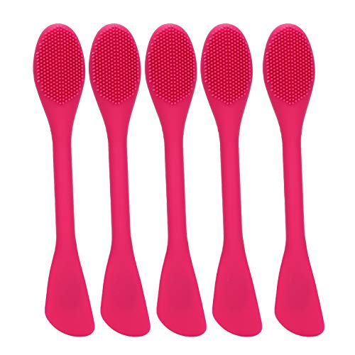 Uxsiya Silicone Face Cleaning Brush - 2 Heads for DIY Mask Mixing (Rose Red) - Perfect for Deep Cleansing & Skincare