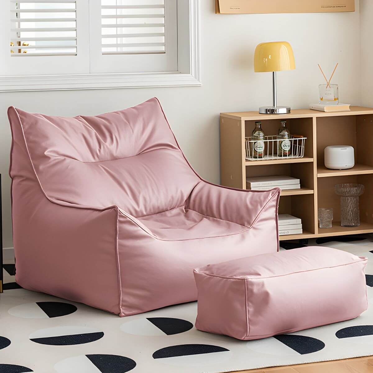 Premium Oversized Faux Leather Bean Bag Chair with Polypropylene Fill - Perfect for Living Room, Bedroom, Game Room & Dorm Relaxation