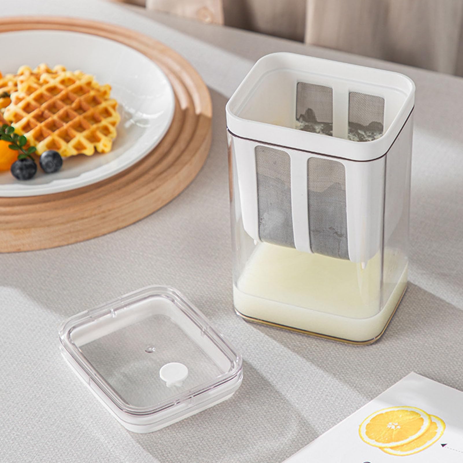 Premium Greek Yogurt Strainer with Fine Mesh Bag & Lid - Thick Yogurt, Soy Milk, Kefir, Berry & Juice Filter - Perfect for Homemade Yogurt Making, Cheese Straining & Healthy Food Prep