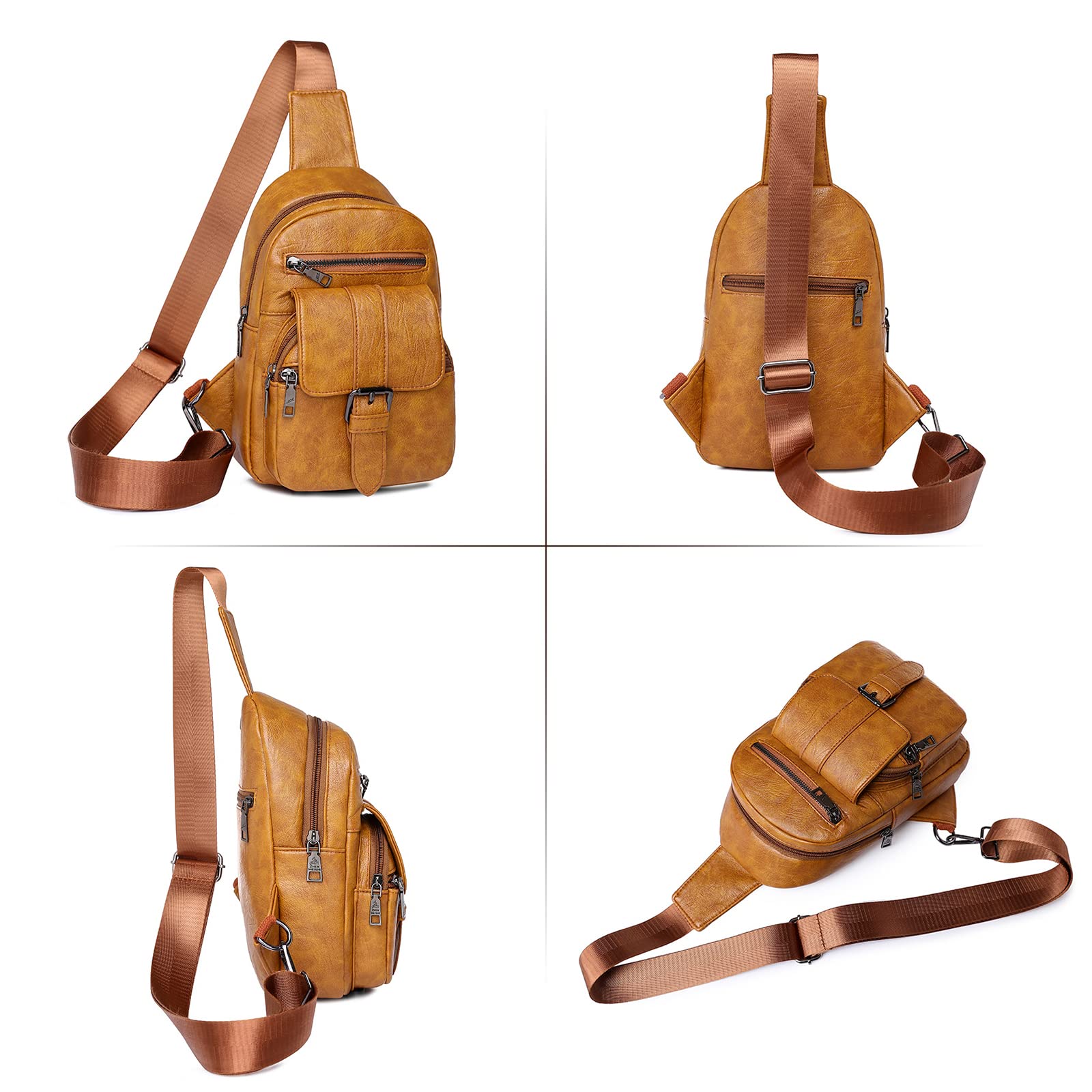 Waterproof Leather Sling Bag for Women - Fashionable Crossbody Chest Bag & Small Backpack Purse for Travel, Hiking, and Daily Use