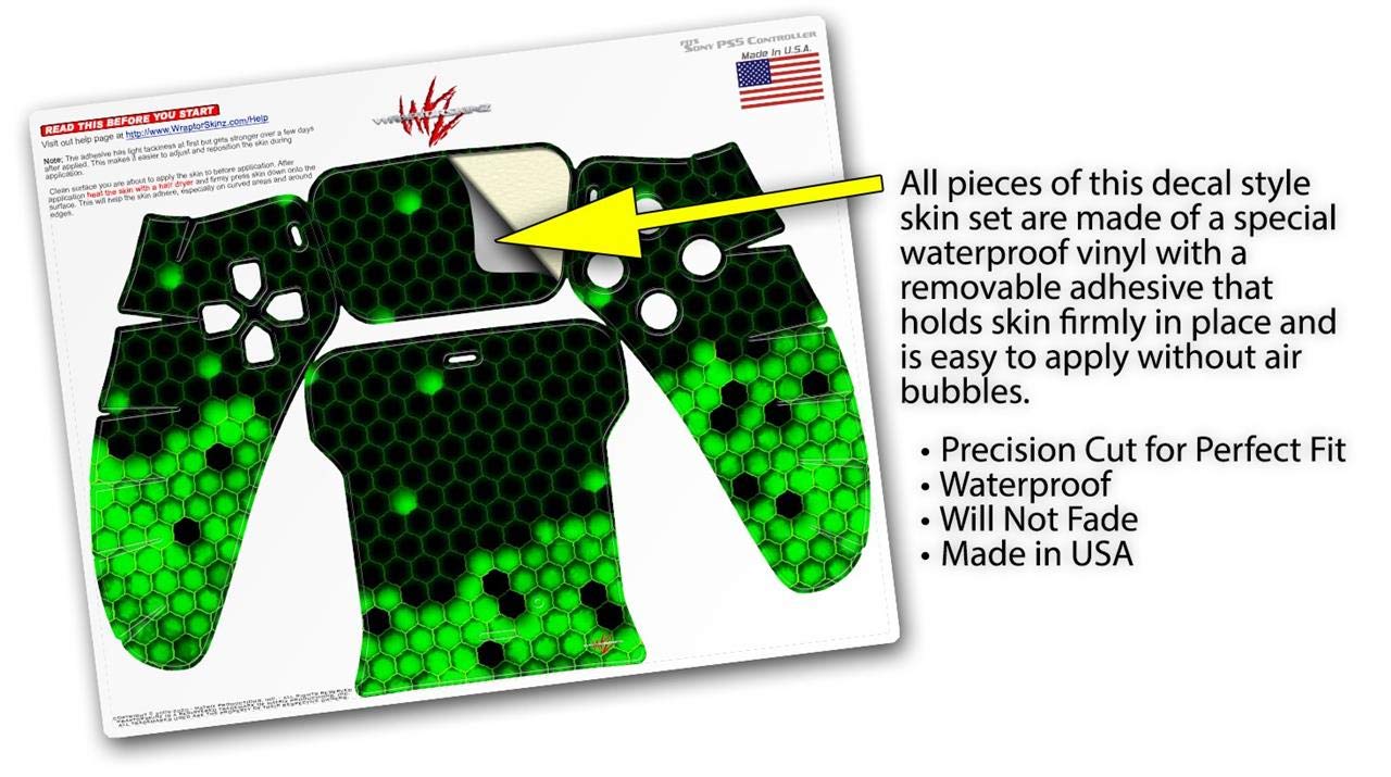 PS5 DualSense Controller Skin Wrap - HEX Green for Gaming & Protection