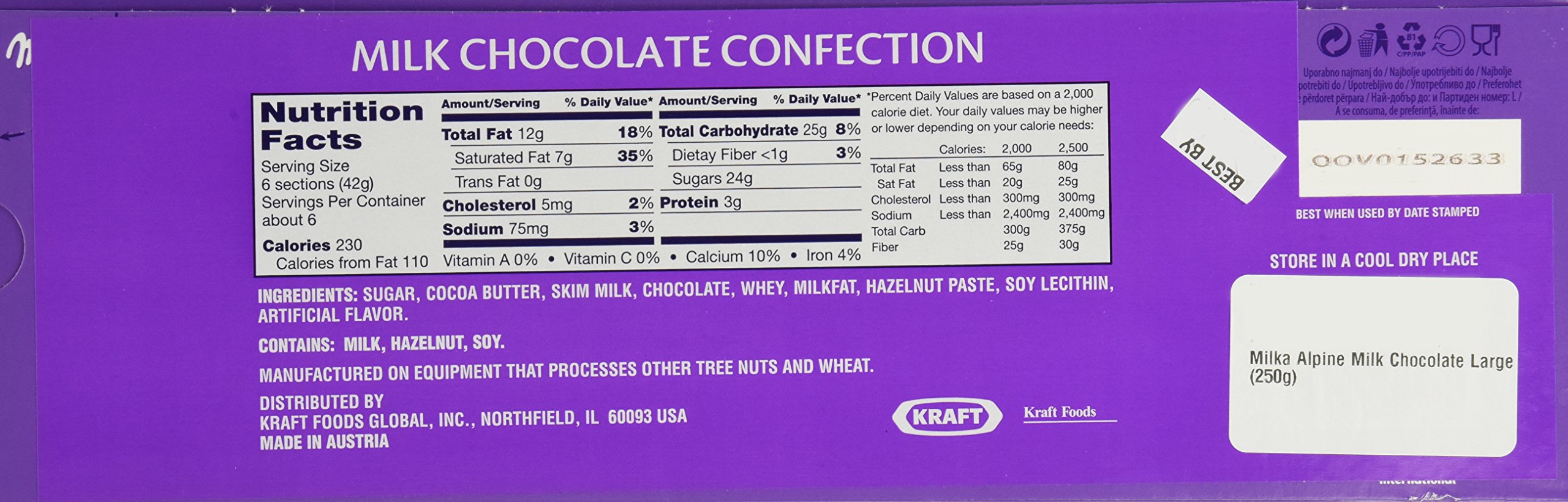Milka Alpine Milk Chocolate Bar 270g - Creamy Swiss Chocolate with Whole Milk - Perfect for Gifts, Snacking & Baking (Pack of 1)