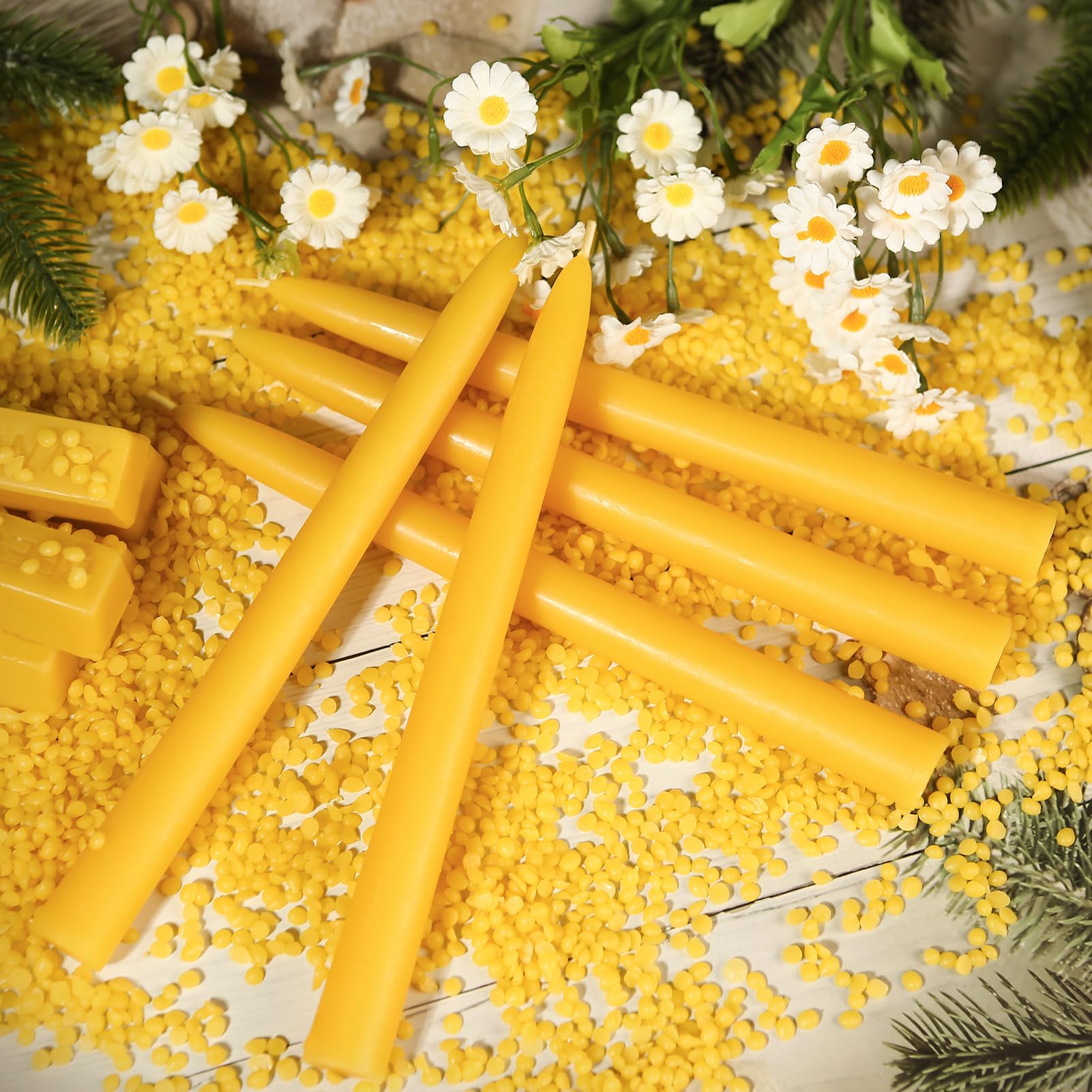 18 Pack Natural Beeswax Taper Candles - 9 Inch Dripless Pure Beeswax Candlesticks, 10 Hour Burn Time, Unscented Smokeless Dinner Candles for Romantic Dining, Wedding Centerpieces & Home Decor