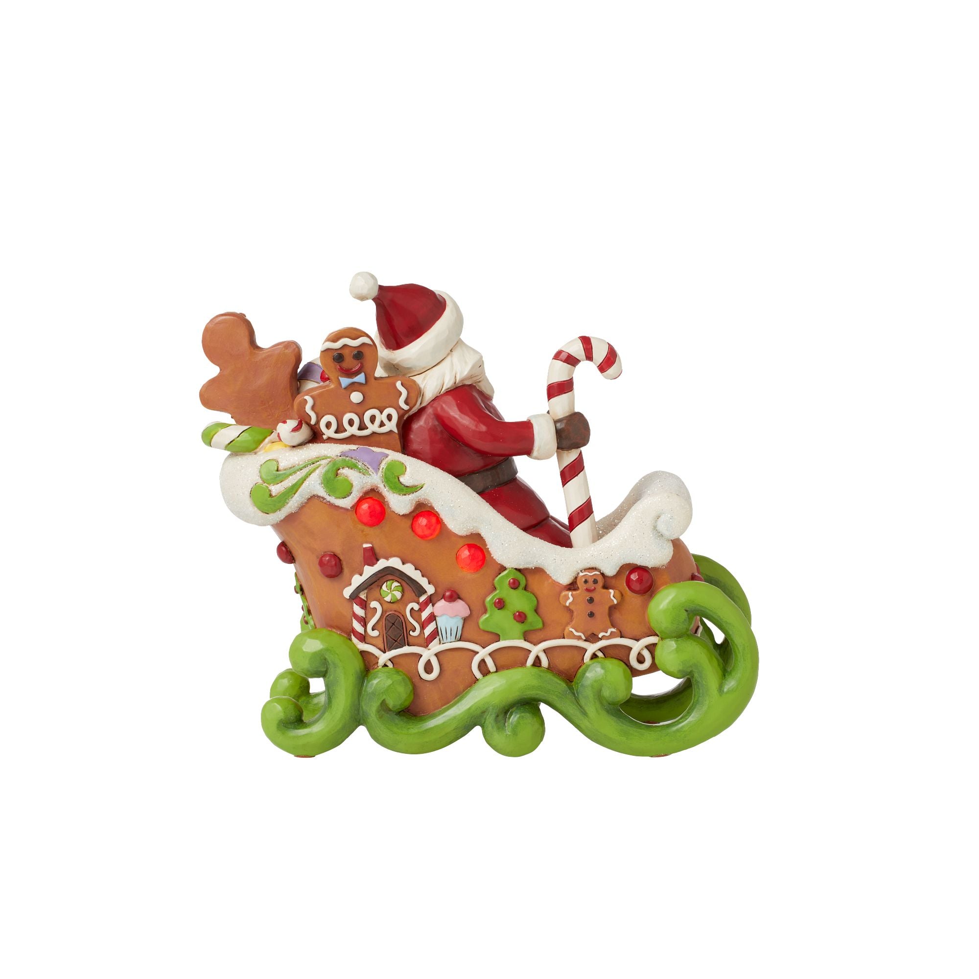 Gingerbread Santa LED Christmas Figurine - Festive Holiday Decor for Home, Office & Christmas Tree