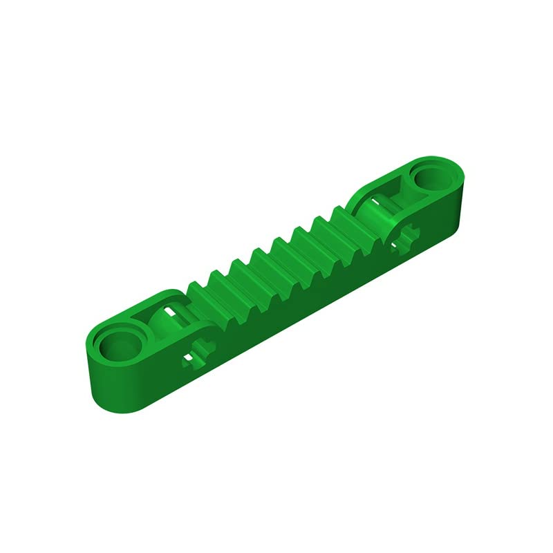 Gobricks GDS-1007 10PCS Green Gear Rack 1x7 with Axle & Pin Holes - Compatible with Lego 87761 & All Major Brick Brands - Building Blocks, Technical Parts for DIY Models, Robotics, STEM Projects (28 Green 040)