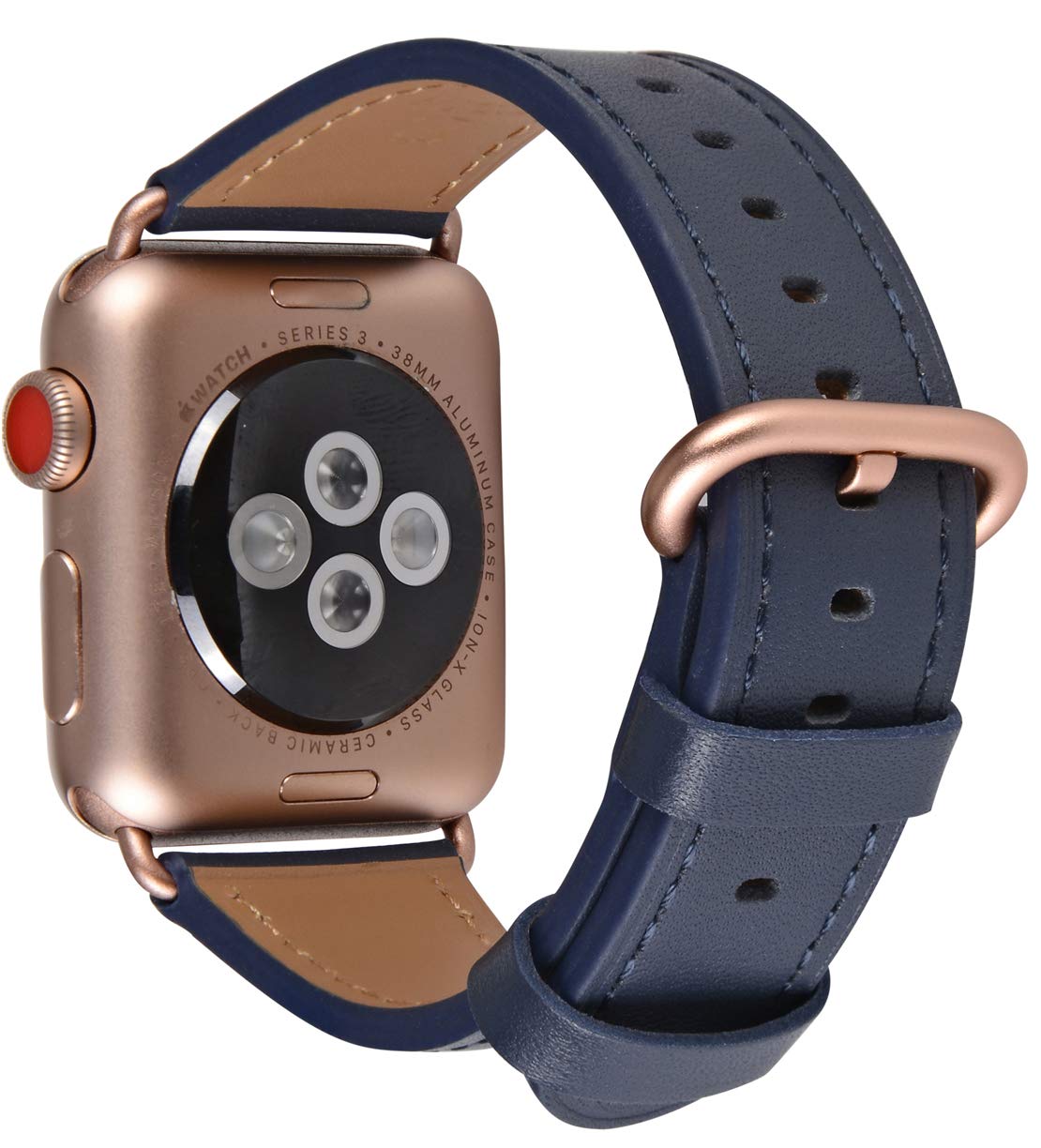 Premium Genuine Leather Band for Apple Watch 38mm 40mm 41mm 42mm 44mm 45mm - Compatible with Series 7/6/5/4/3/2/1/SE - Stylish Women's iWatch Accessory for Work, Gym & Everyday Wear