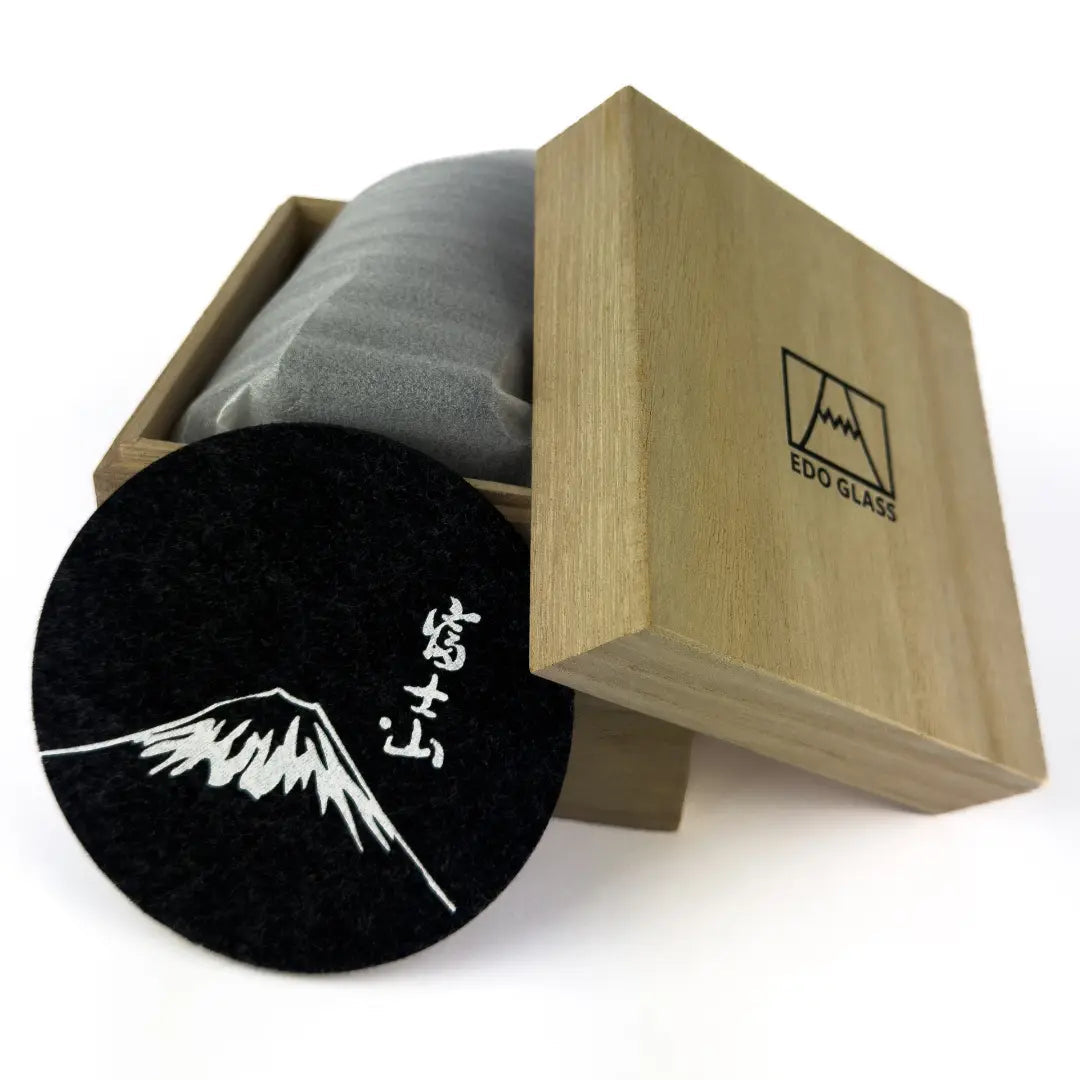 Premium 200ml Japanese Style Whisky Tumbler Glass - Hazy Snow Design with Wooden Gift Box - Perfect for Scotch, Bourbon & Whiskey Tasting at Home Bar or as Elegant Gift