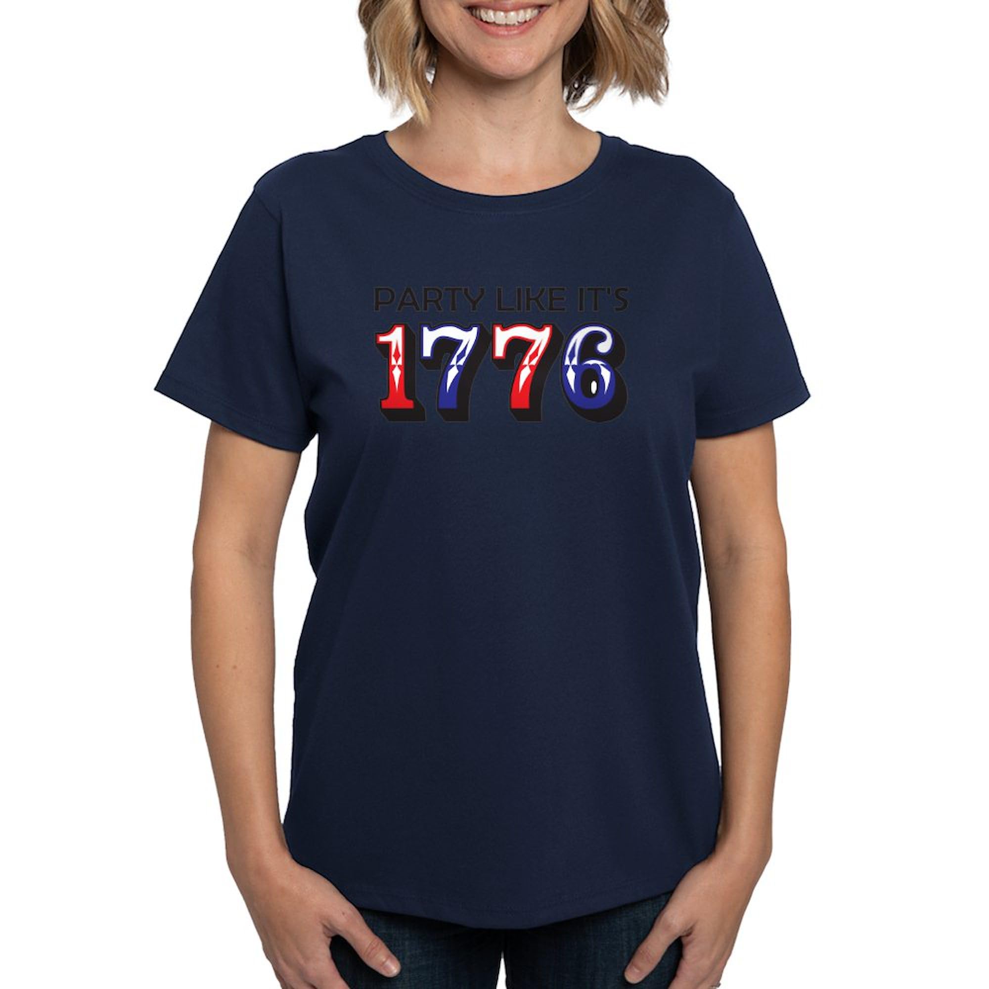 1776 Patriotic Women's Cotton Dark T-Shirt - Vintage American Revolution Tee for 4th of July, Independence Day & Historical Reenactments