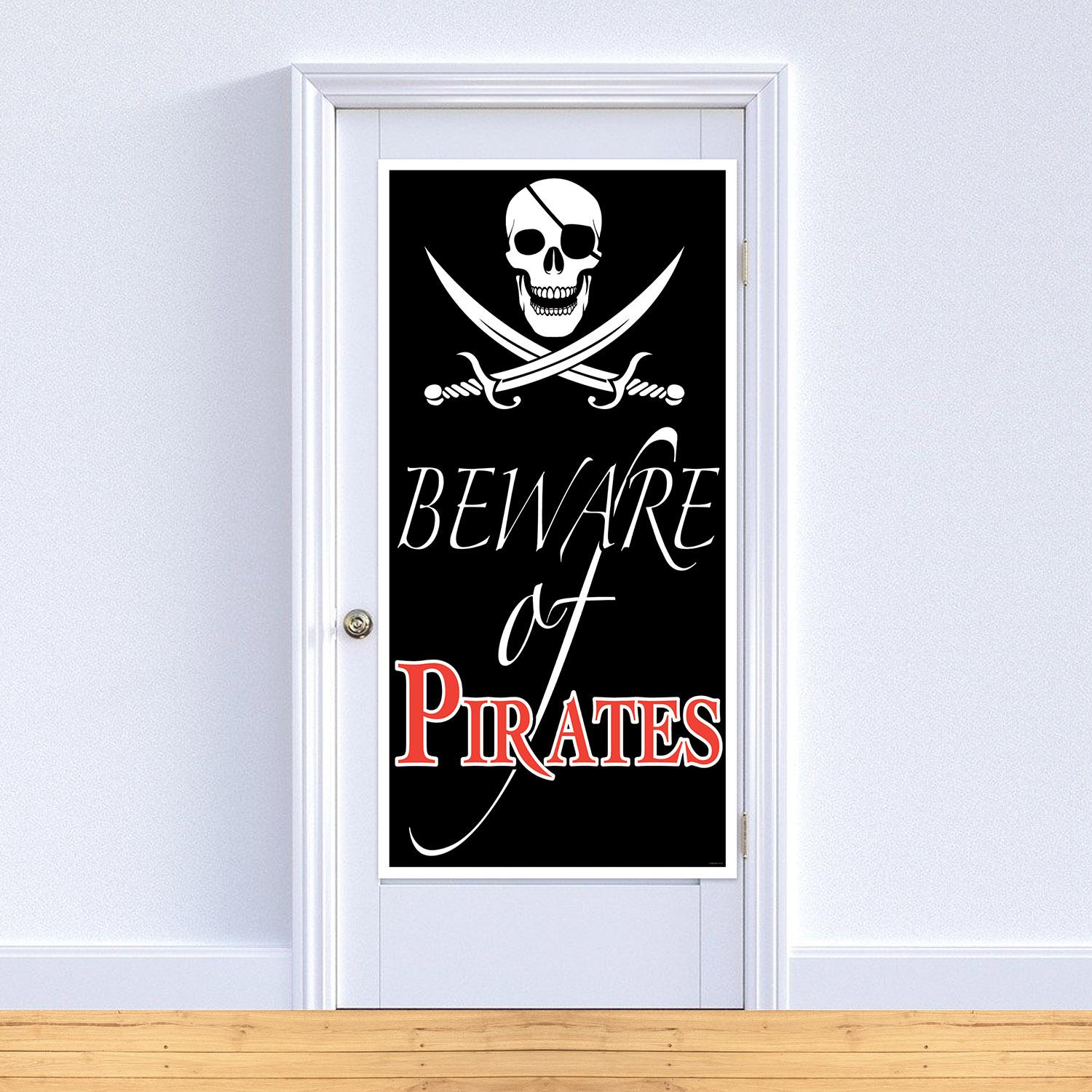 12 Pack Beistle Beware Of Pirates Party Door Cover - Halloween & Pirate Themed Party Decorations for Kids & Adults - Perfect for Birthday, Halloween, and Themed Events