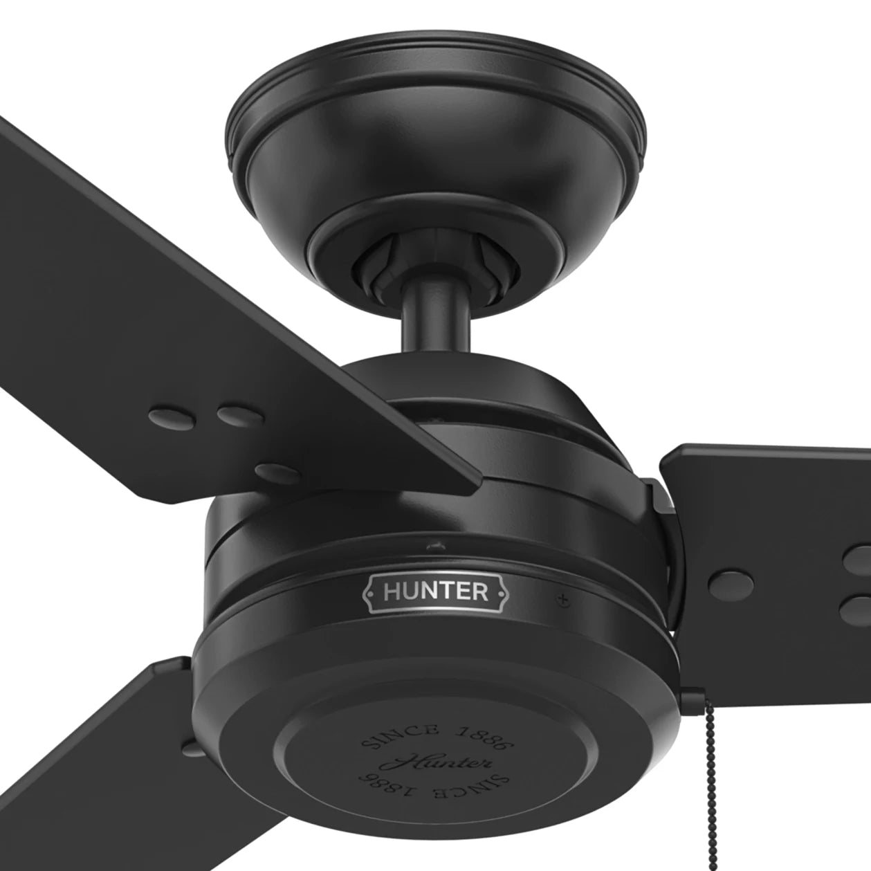 Hunter 52 Inch Cassius Matte Black Outdoor Ceiling Fan with LED Light - Damp Rated for Patio, Porch, Deck & Backyard - Energy Efficient & Quiet DC Motor - Modern Matte Black Finish