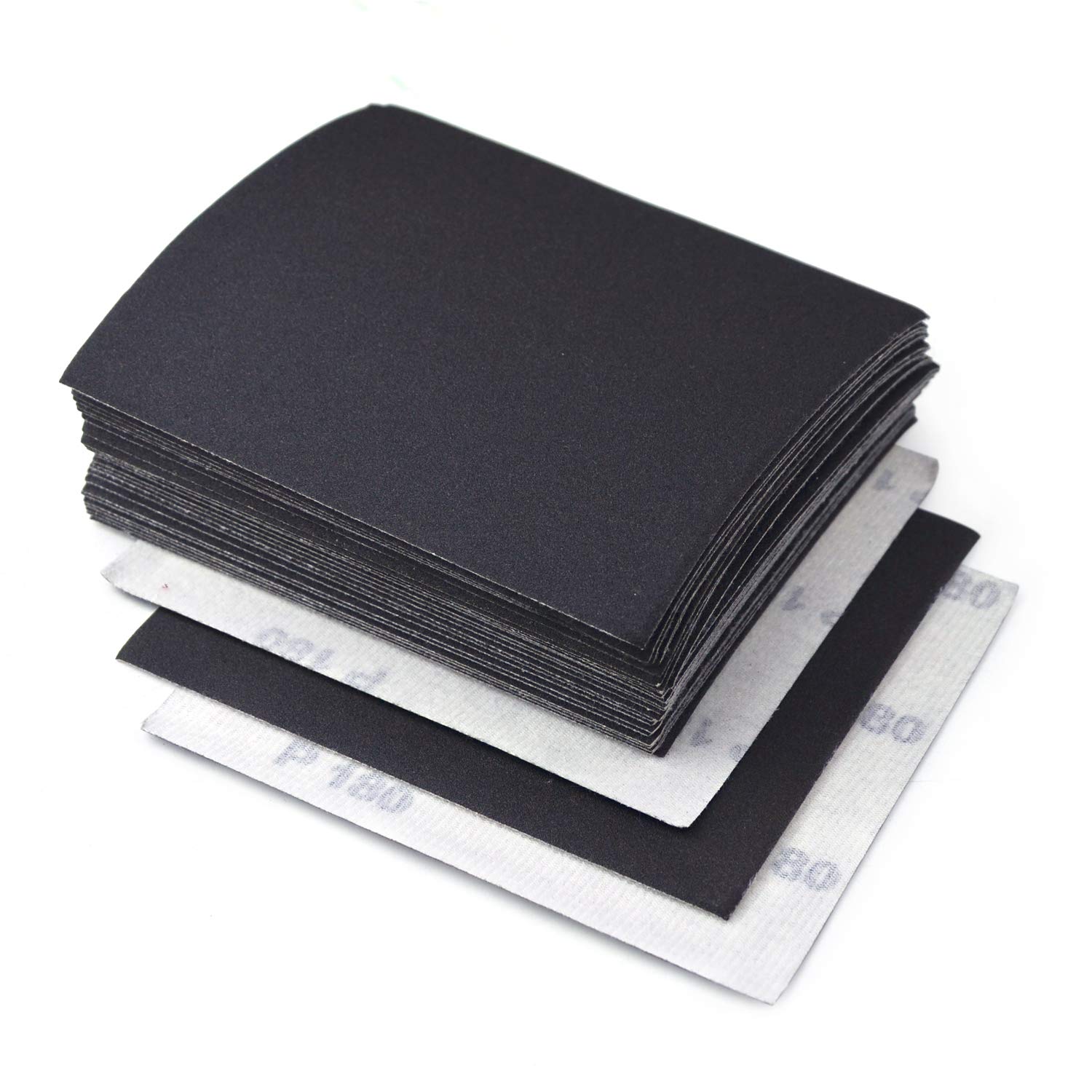 1/4 Sheet Sandpaper 180 Grit - 30PCS Hook & Loop or Clip-on Sander Sheets - High Performance Waterproof Silicon Carbide Sanding Discs 5.5