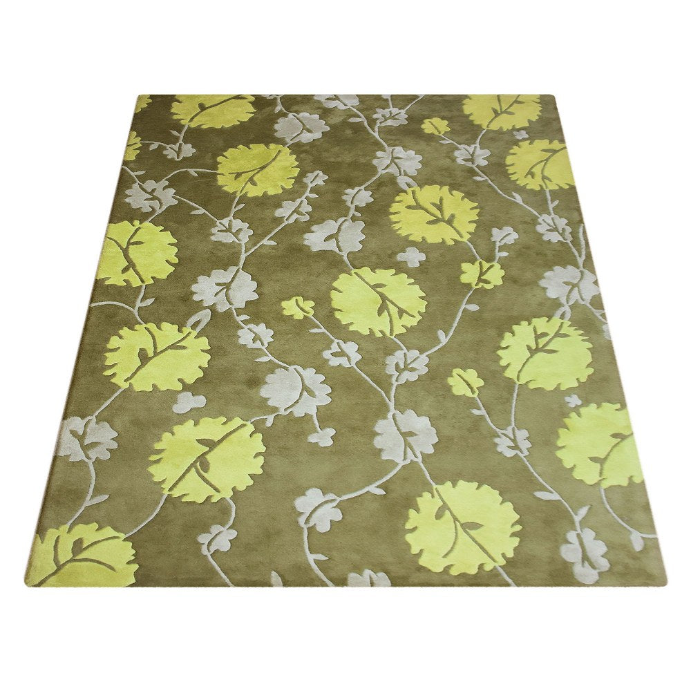 Handmade Fern Hand Tufted Area Rug - Soft Bohemian Style Rug for Living Room, Bedroom, Nursery - Non-Slip Eco-Friendly Home Decor Carpet