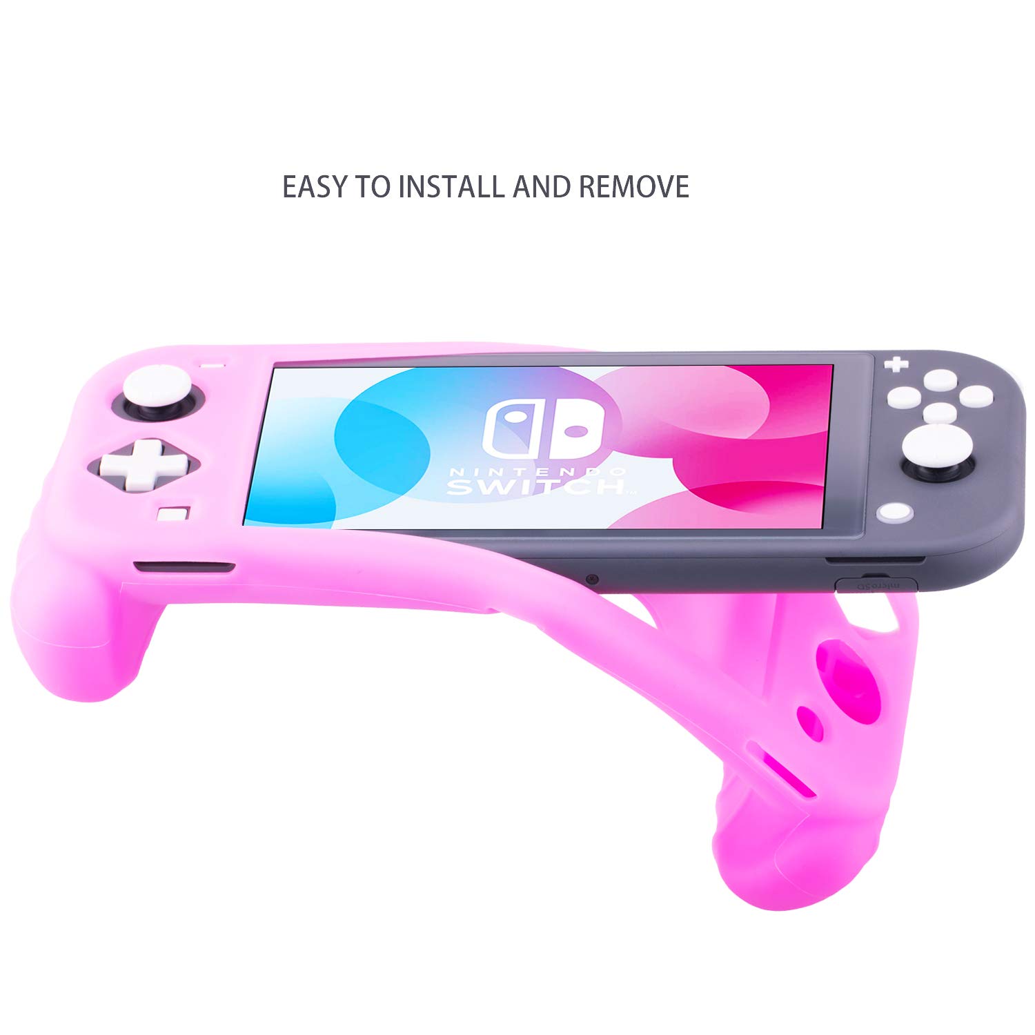 YoRHa Soft Silicone Rubber Protective Cover Case & 4 Thumbsticks for Nintendo Switch Lite (2019 Slim Model) - Pink | Comfort Grip for Gaming | Perfect for Travel & Long Play Sessions