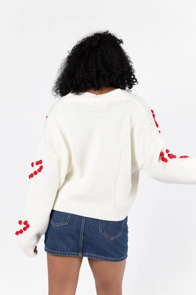 Better Together Ivory Heart Embroidered Cardigan - Women's Cozy Knit Sweater for Valentine's Day & Date Night Outfits