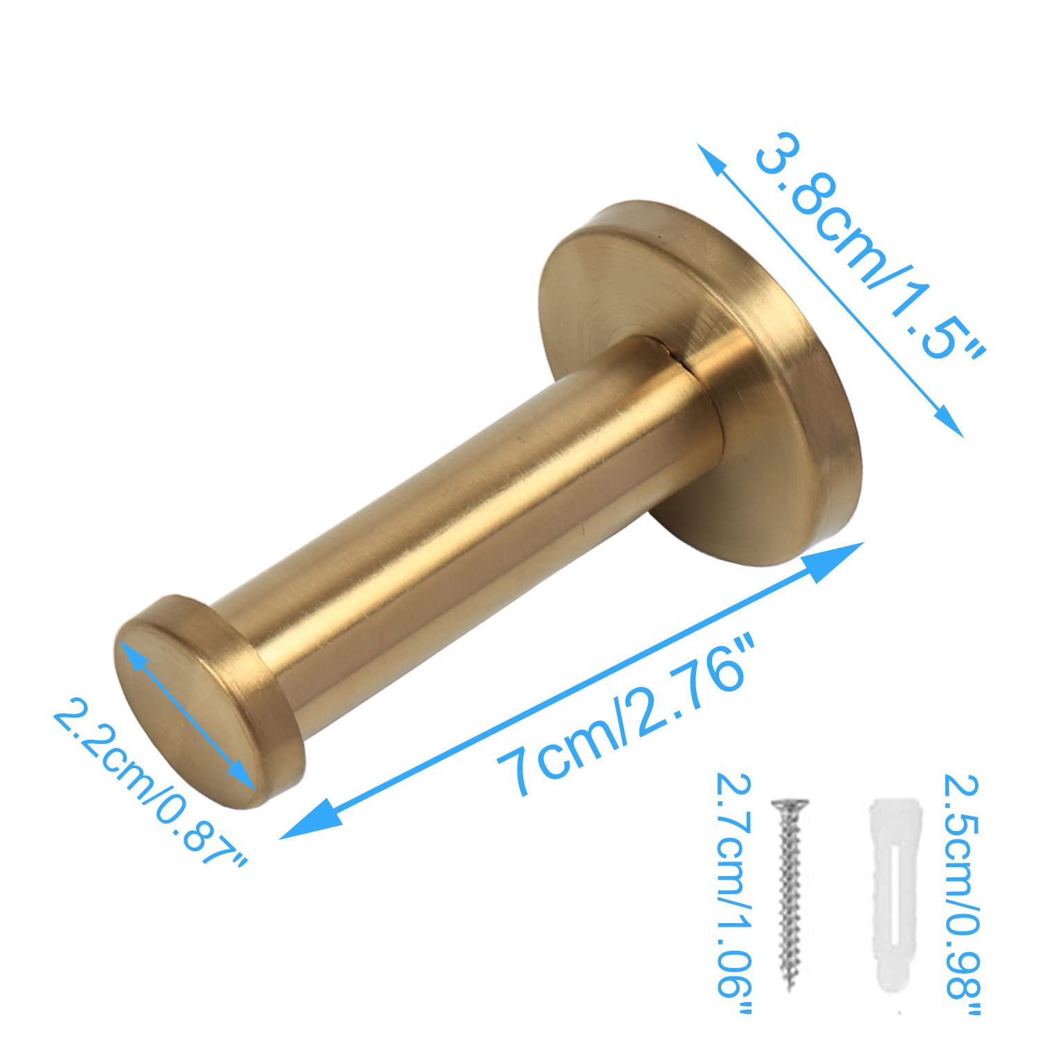6 Pack Round Stainless Steel Bath Towel Hooks - Heavy Duty 304 SUS Wall Mounted Coat & Robe Hangers for Bathroom, Bedroom, Kitchen - Gold Finish (3 Inch) - Perfect for Organizing Towels, Robes & Clothes in Home & Hotel Spaces