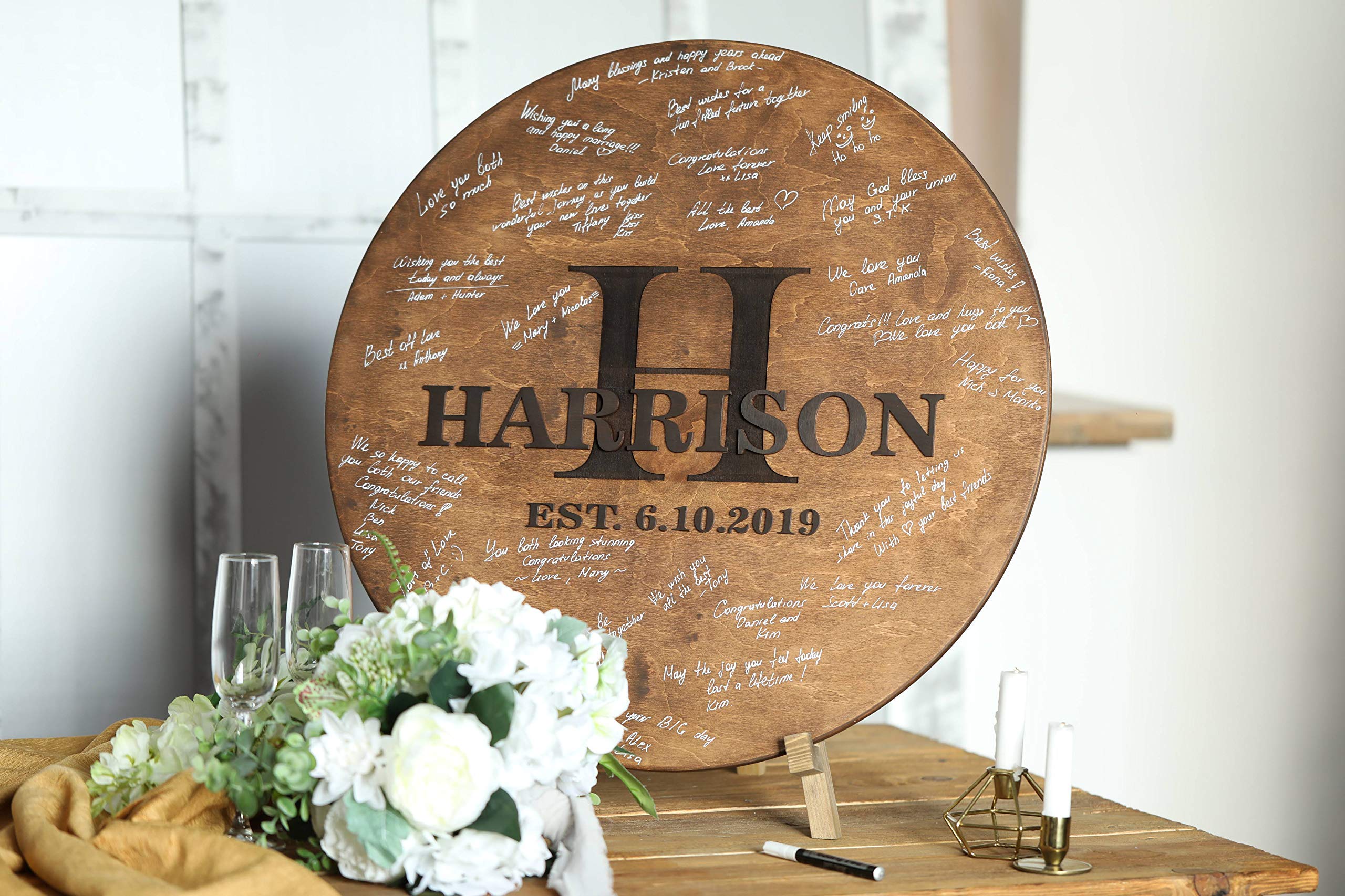 IntraSStudio Wedding Guest Book - Elegant Wooden Guest Book Alternative for Wedding Decor & Registry - Perfect for Wedding Signs, Reception Decorations & Keepsake Memories