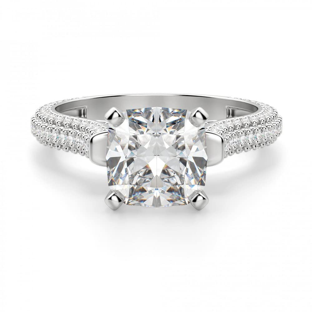 3 CT Cushion Cut Moissanite Engagement Ring Set - Vintage Halo Solitaire Wedding Band for Women, Anniversary Gift, Promise Ring in Sterling Silver (Perfect for Proposals, Bridal Jewelry & Special Occasions)