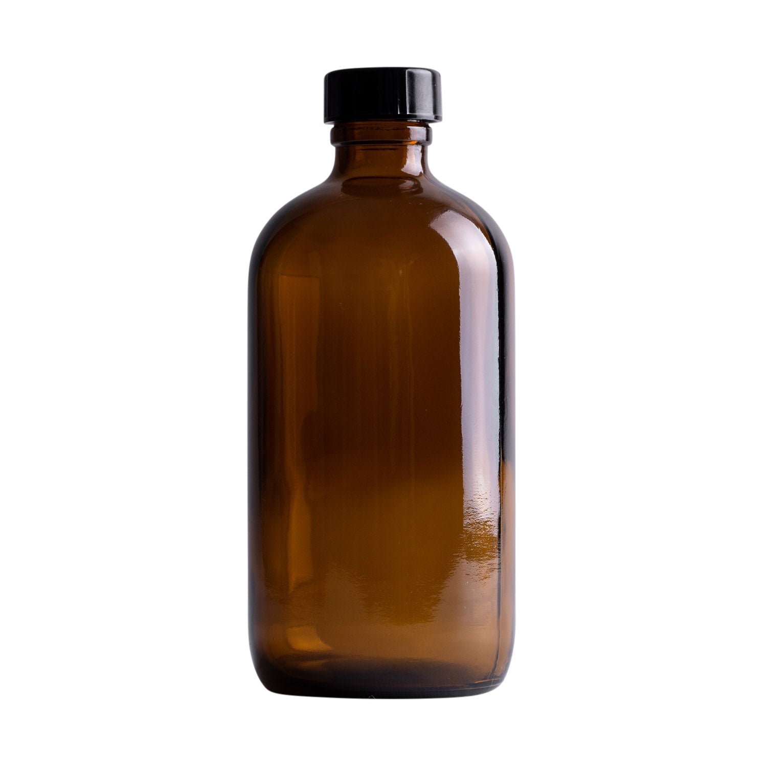 Premium Amber Glass Round Bottle with Black Lid - Ideal for Essential Oils, DIY Skincare & Home Storage Solutions