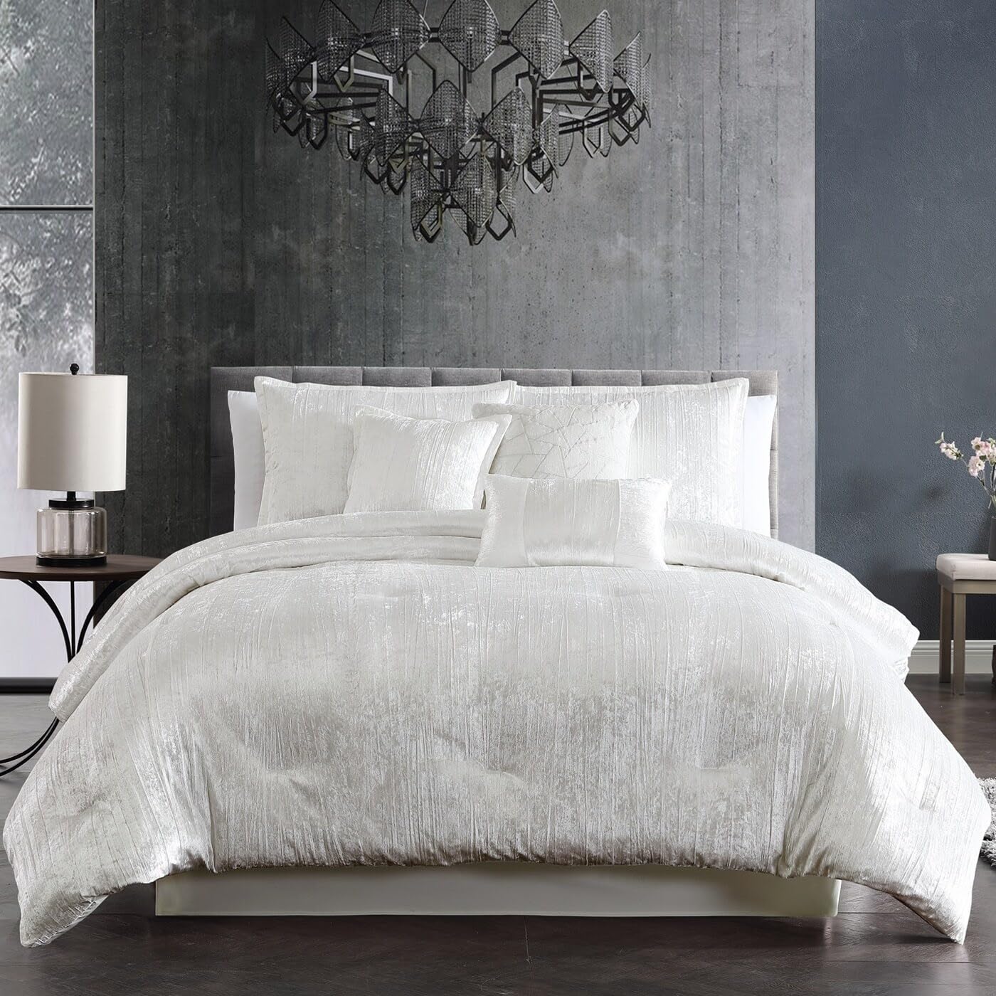 Riverbrook Home Turin Luxury Plush Comforter Set - King Size White 7-Piece Bedding Set for Ultimate Comfort | Perfect for Master Bedroom, Guest Room & Hotel Luxury Bedding