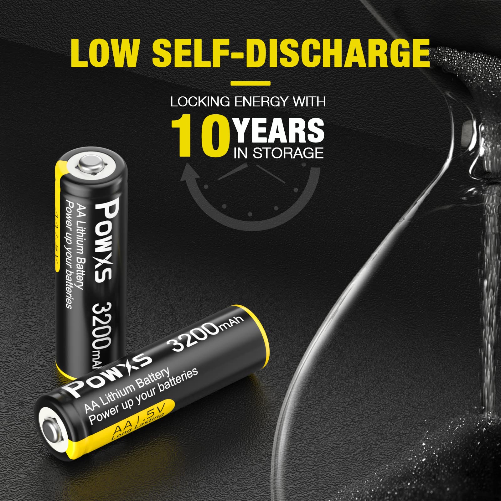 16 Pack POWXS AA Lithium Batteries 1.5V 3200mAh High Capacity - Long Lasting Power for Blink Cameras, Video Doorbells, Flashlights, Toys, Remote Controls - Ideal for Home Security, Smart Devices & Electronics (Non-Rechargeable)