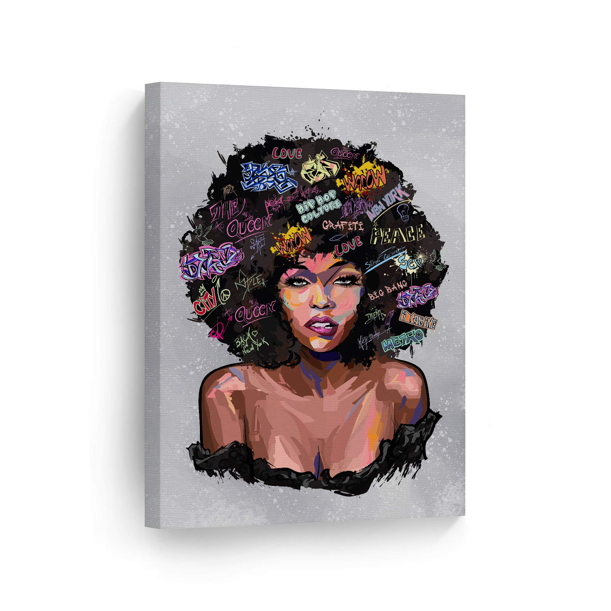 African American Wall Art Canvas Prints - Black Art Wall Decor for Living Room, Bedroom & Office - 40x30 Inches - Modern African American Pop Art & Black Girl Wall Art - Perfect for Home & Office Decor