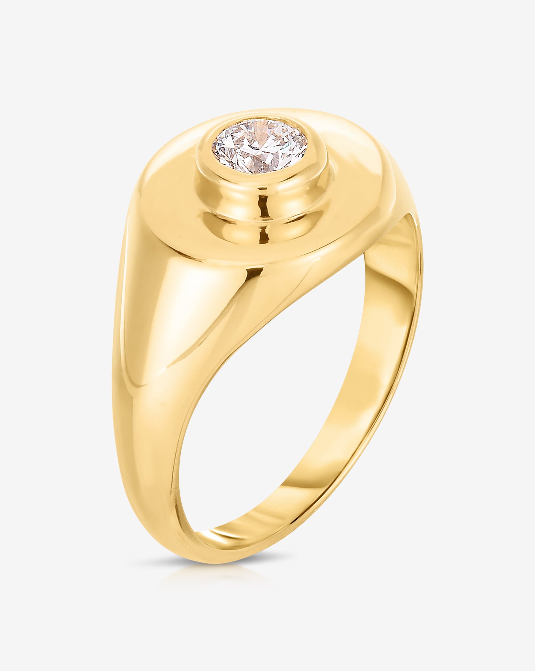 Elegant Diamond Signet Pinky Ring for Men & Women - 14K Gold or Sterling Silver - Perfect for Engraving, Gifts & Special Occasions