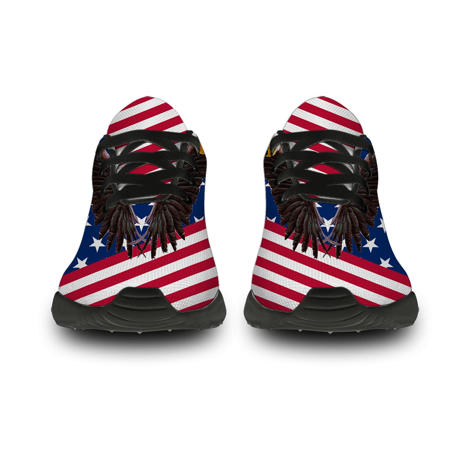 **Patriotic USA Flag Running Shoes for Men & Women - Comfortable Walking & Tennis Sneakers with Bold Eagle Design - Perfect Gift for Boys & Girls - Size 8.5 Men/10 Women (Black) - Ideal for 4th of July, Sports & Casual Wear**