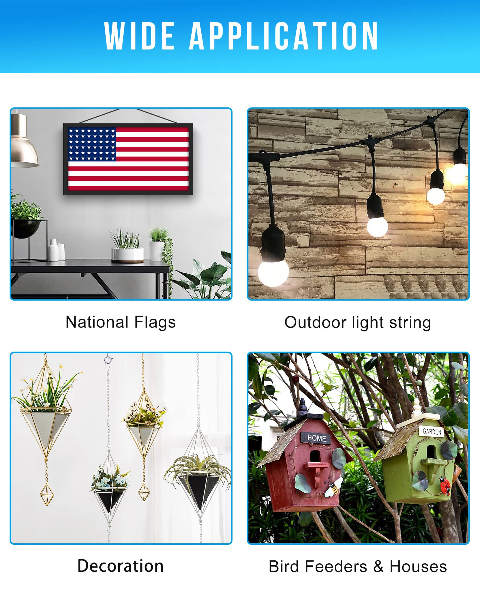 20 Pack Silver Outdoor String Light Hooks - 2.2 Inch Screw-in Q Hanger Hooks for Hanging Decorative Lights, Patio, Garden & Wedding Decor