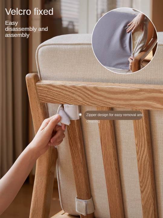 Modern Oak Solid Wood Cross-Legged Chair with Backrest - Perfect for Living Room, Dining Room, and Home Office Seating