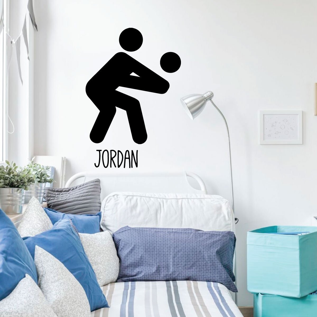 Volleyball Wall Decal Stick Figure - Personalized Vinyl Sports Decor for Bedroom, Playroom & Kids Room - Perfect for Volleyball Lovers & Team Spirit Decorations