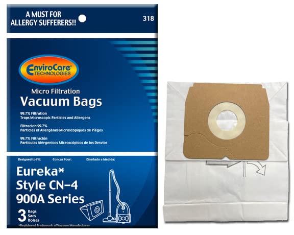 EnviroCare Replacement Vacuum Cleaner Dust Bags - Compatible with Eureka 900A PowerForce Micro Filtration (Pack of 4) | High-Quality HEPA Filter Bags for Pet Hair, Allergies & Deep Cleaning | Perfect for Home, Office & Car Vacuuming