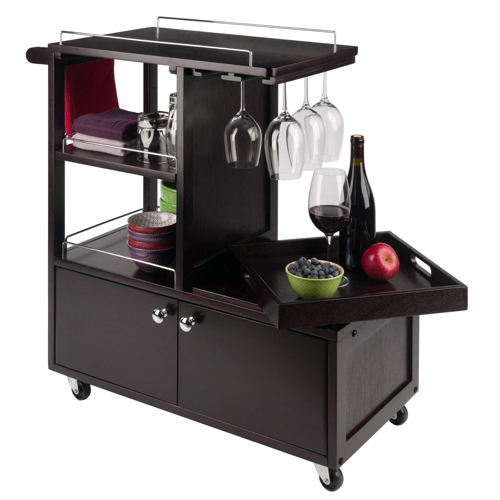 Winsome Wood Galen Entertainment Cart - Rolling TV Stand with Storage Shelf for Living Room, Bedroom, Home Theater - Perfect for Organizing Media Devices & Decor