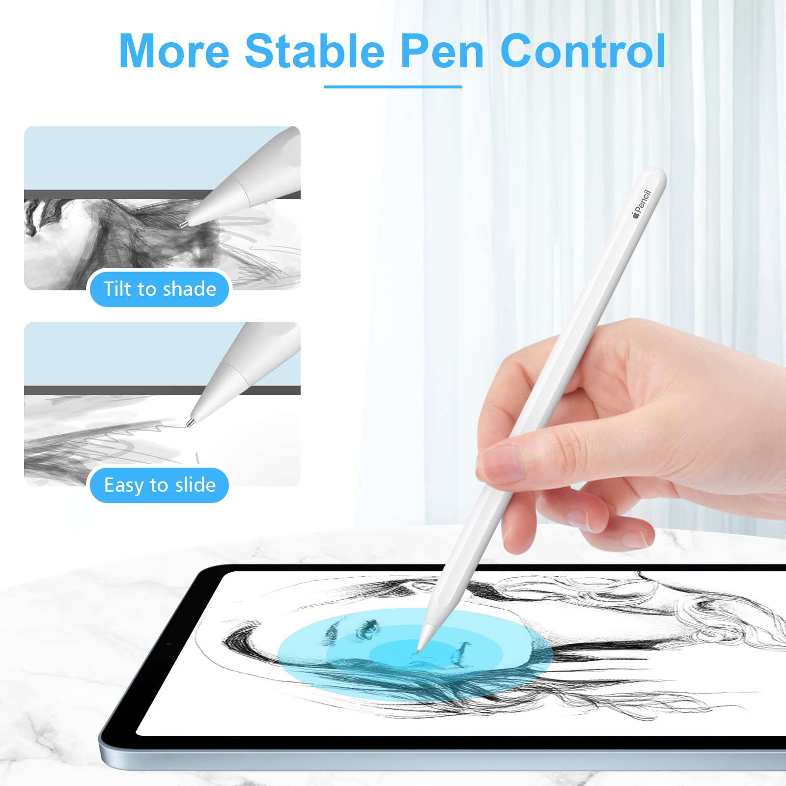 Upgraded Apple Pencil Tips 2-Pack - Compatible with Pro/1st/2nd Gen/USB-C & Logitech Crayon - for iPad Pro/Air/Mini - Precise Drawing & Writing