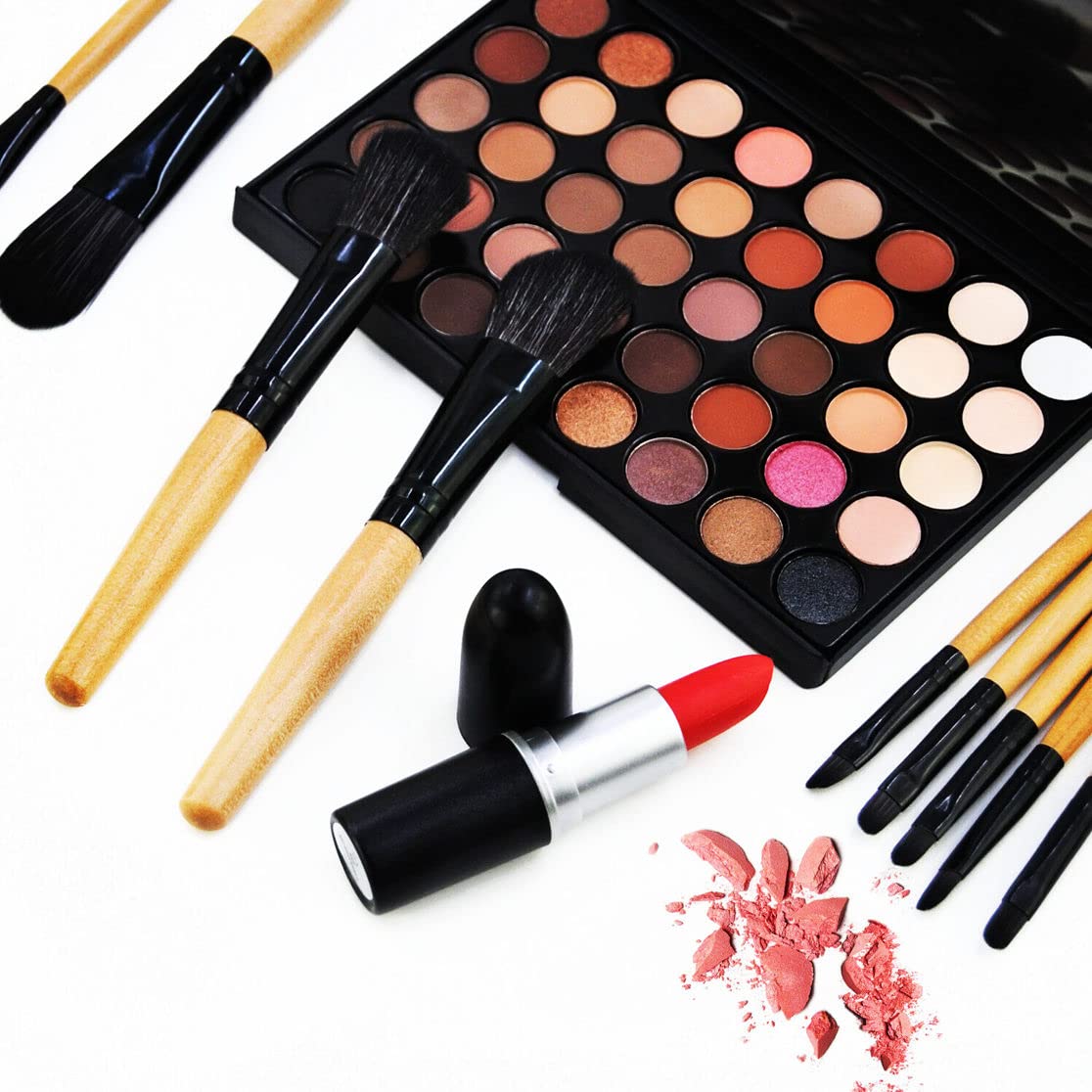 32PCS Professional Makeup Brush Set - Kabuki, Foundation, Blending, Powder, Blush, Concealer & Eyeshadow Brushes with Travel Pouch - Perfect for Makeup Artists & Beauty Enthusiasts (Home Use, Salon, Travel & Gift)