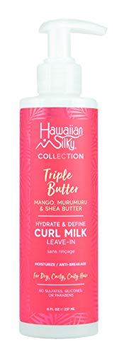 Hawaiian Silky Triple Butter Hydrate & Define Curl Milk Leave-In Conditioner - Pack of 3 for Natural Curly Hair Care - Perfect for Daily Moisturizing & Styling