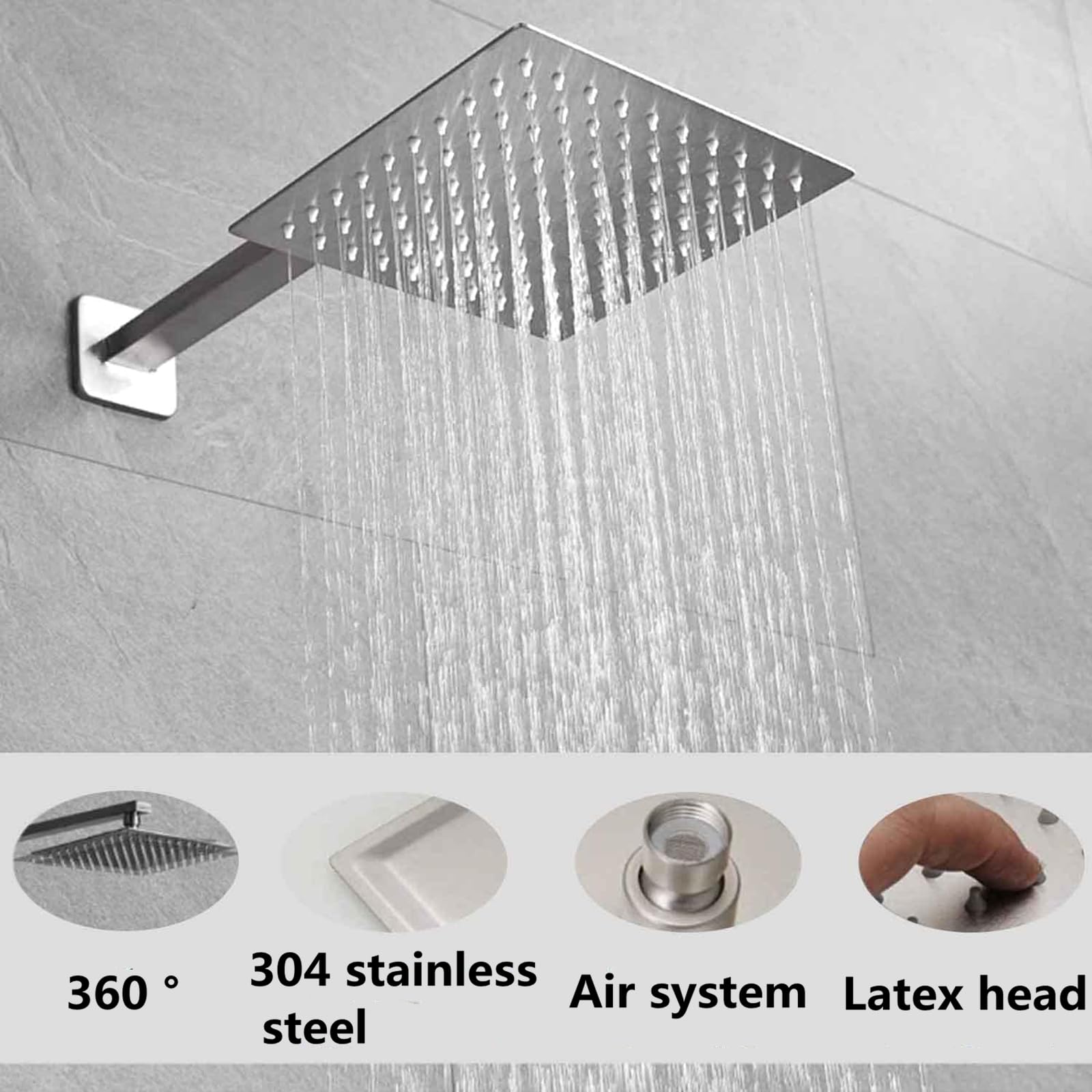 TEKXDD 10 Inch Wall Mounted Shower System - Brushed Nickel Rain Mixer Combo with Handheld Spray Head for Bathroom | Perfect for Modern Home Spa Experience