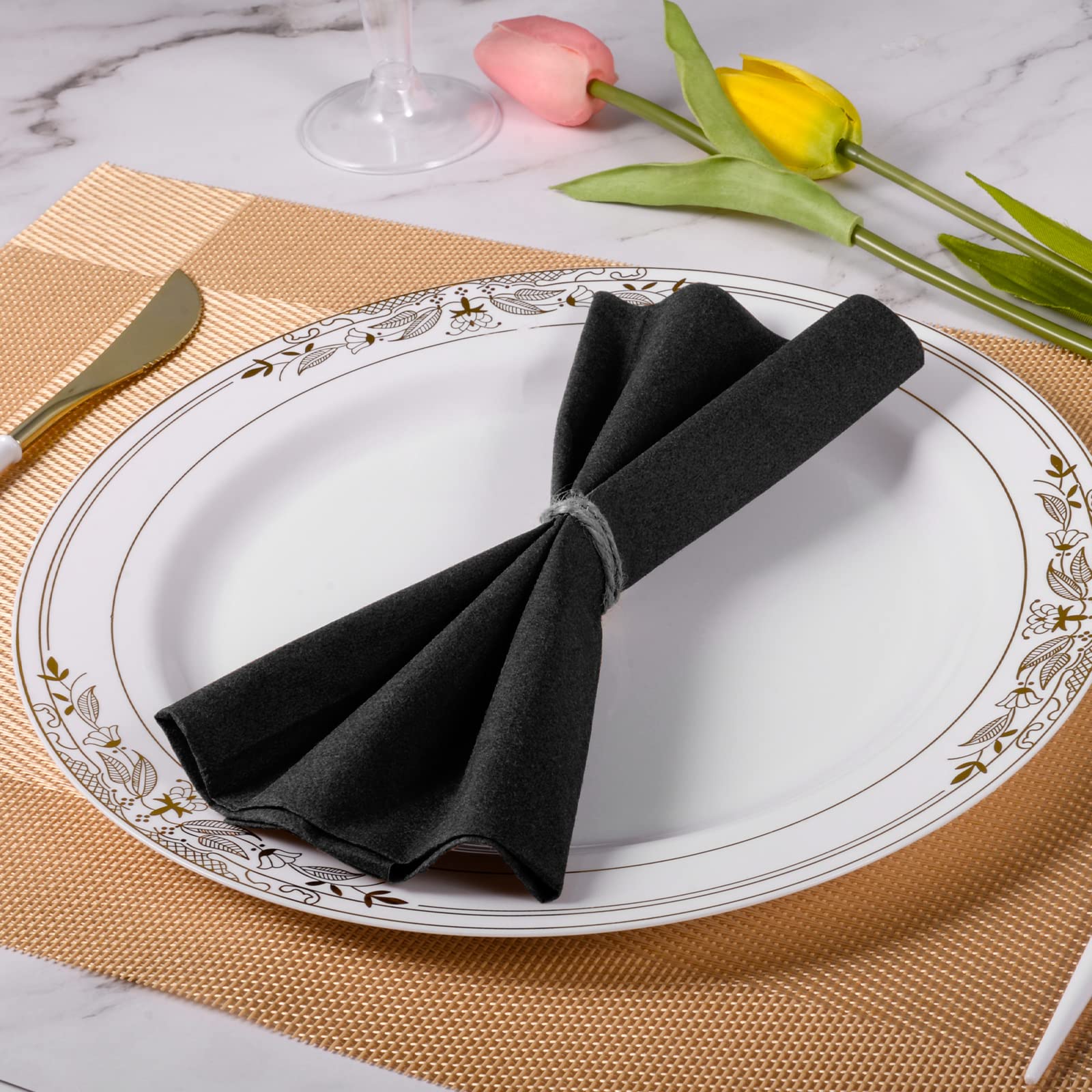Premium Linen Feel Disposable Dinner Napkins - 100 Pack Decorative Paper Napkins 17