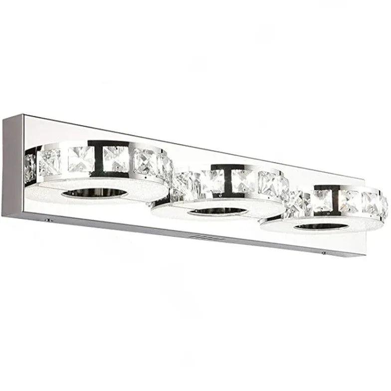 Elegant Ring Shaped Crystal Silver Bathroom Wall Lights - Modern Vanity Sconce for Bathroom, Bedroom, and Hallway Decor - Waterproof & Energy Efficient LED Lighting Fixture
