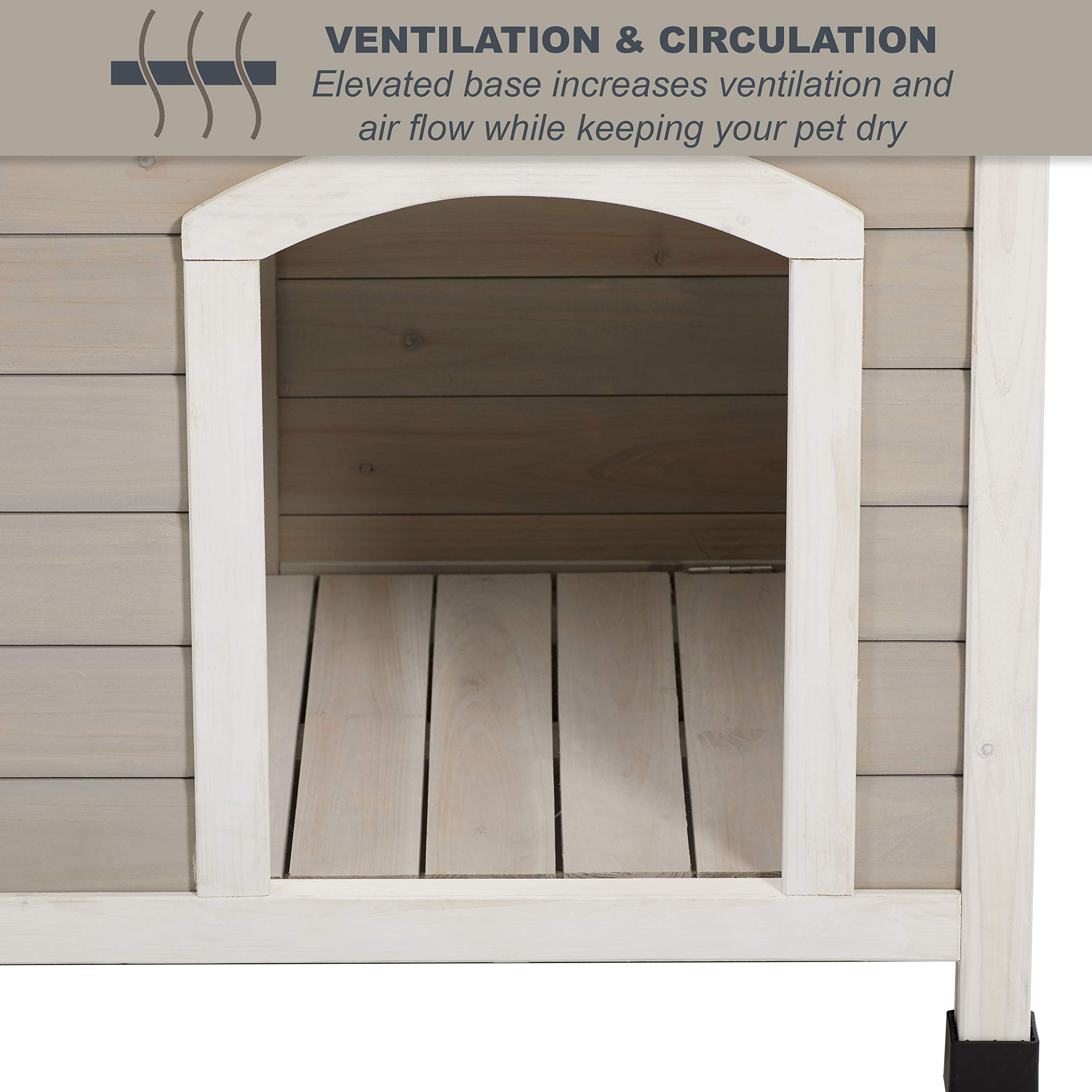 MidWest Homes for Pets Eilio Folding Outdoor Wood Dog House - Easy No-Tool Assembly, Weather-Resistant Beige Dog House for Small Breeds | Perfect for Backyards, Patios & Outdoor Adventures (12EWDH-S)
