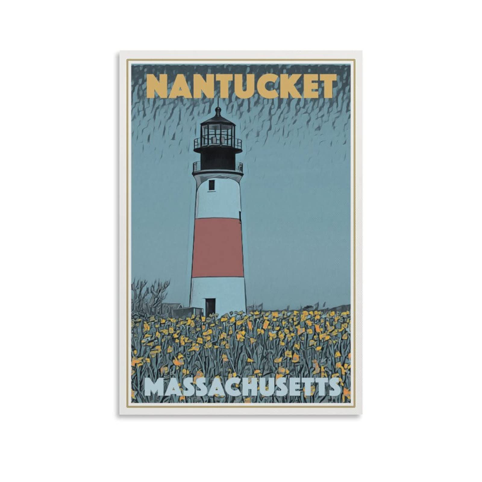 Vintage Nantucket Travel Posters - Canvas Wall Art Prints for Living Room, Bedroom & Home Decor | Coastal New England Beach House Decorations | Perfect for Beach Theme Rooms & Cape Cod Style Interiors