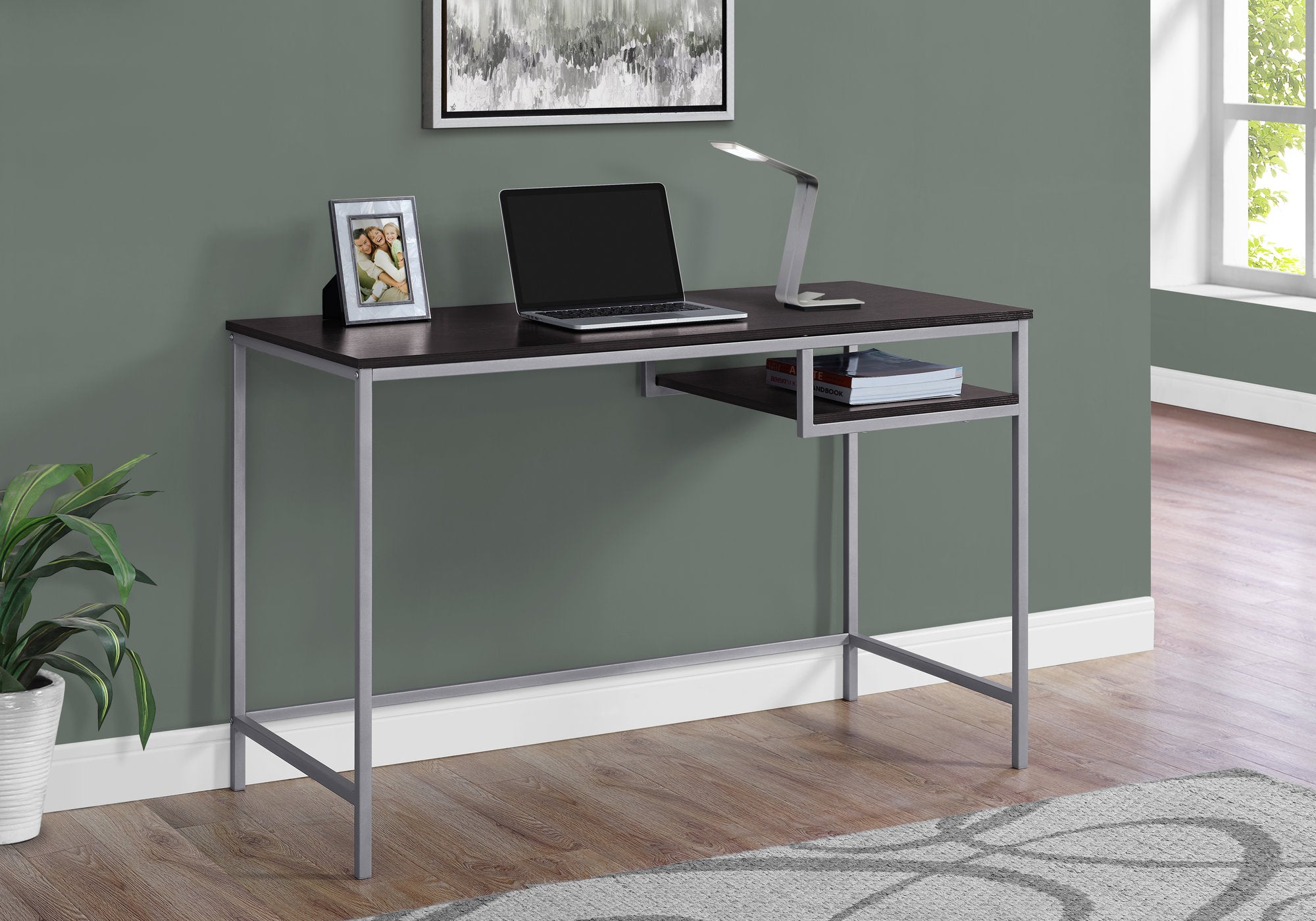 48L Office Series Espresso Silver Metal File Cabinet - Perfect for Home Office, Study Room & Workspace Organization