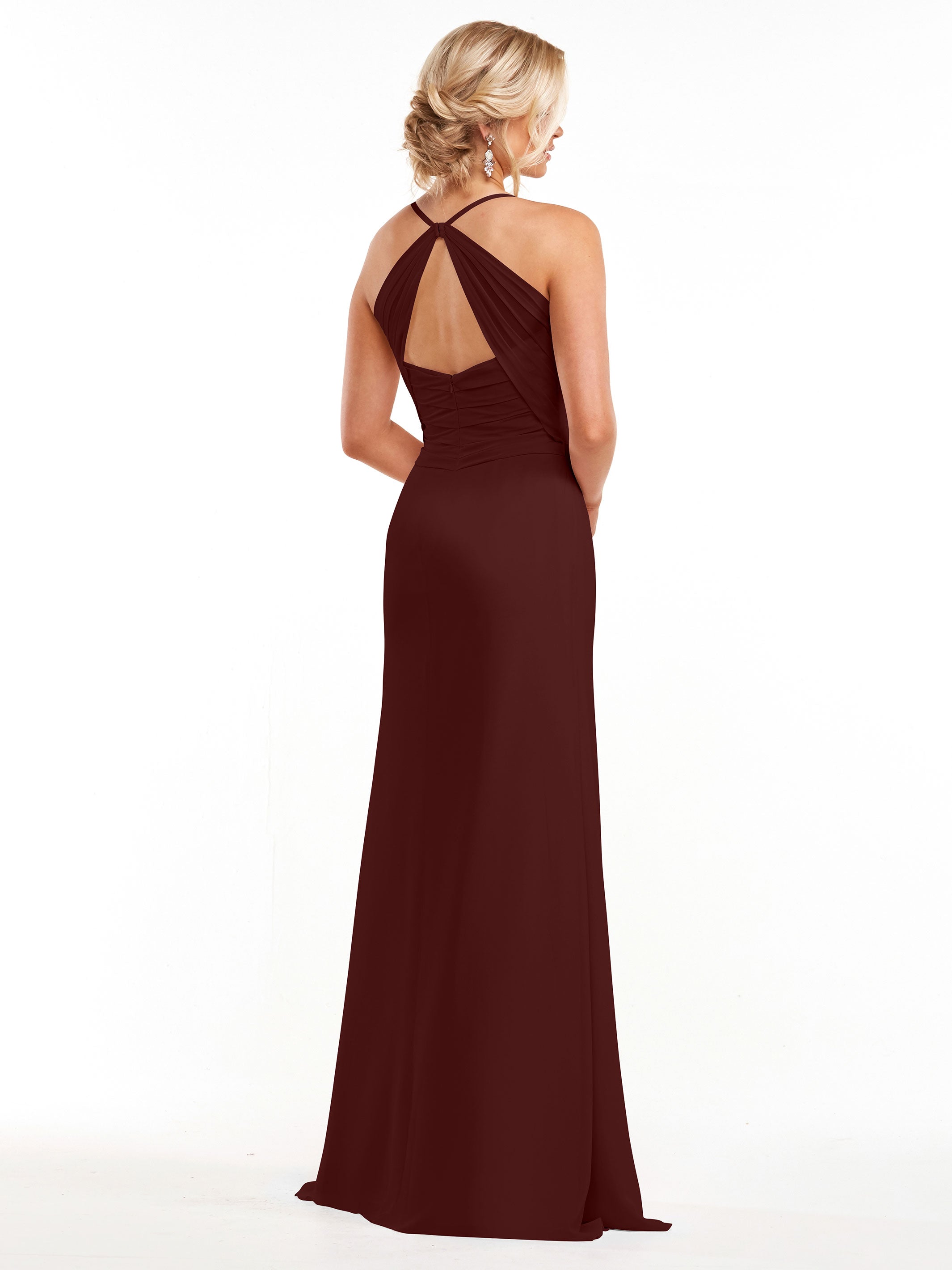 Elegant A-Line Chiffon Bridesmaid Dress with High Slit - Perfect for Weddings, Formal Events & Evening Parties