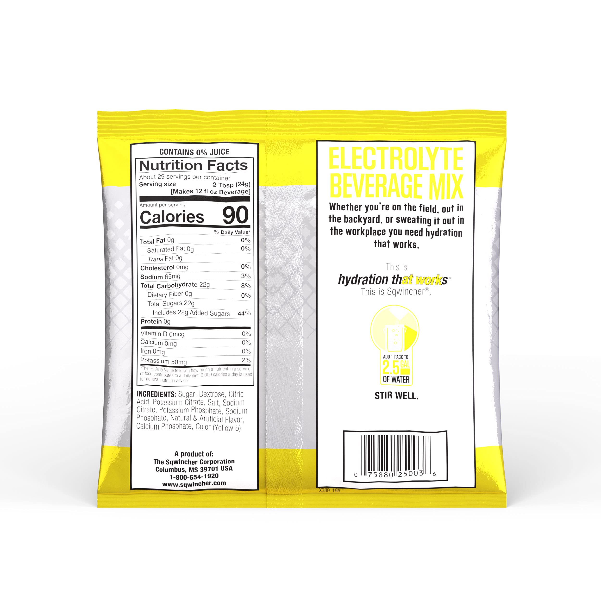 Sqwincher Electrolyte Powder Pack - Lemonade Flavor Hydration Drink Mix (23.83 oz, Pack of 32) | Ideal for Sports, Workouts & Outdoor Activities
