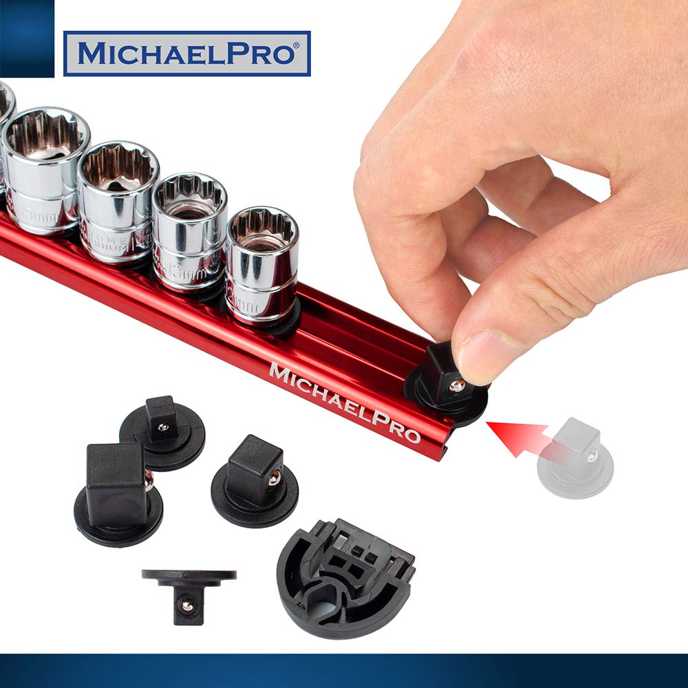 MichaelPro 3-Piece Aluminum Socket Organizer Rail Set - 1/4