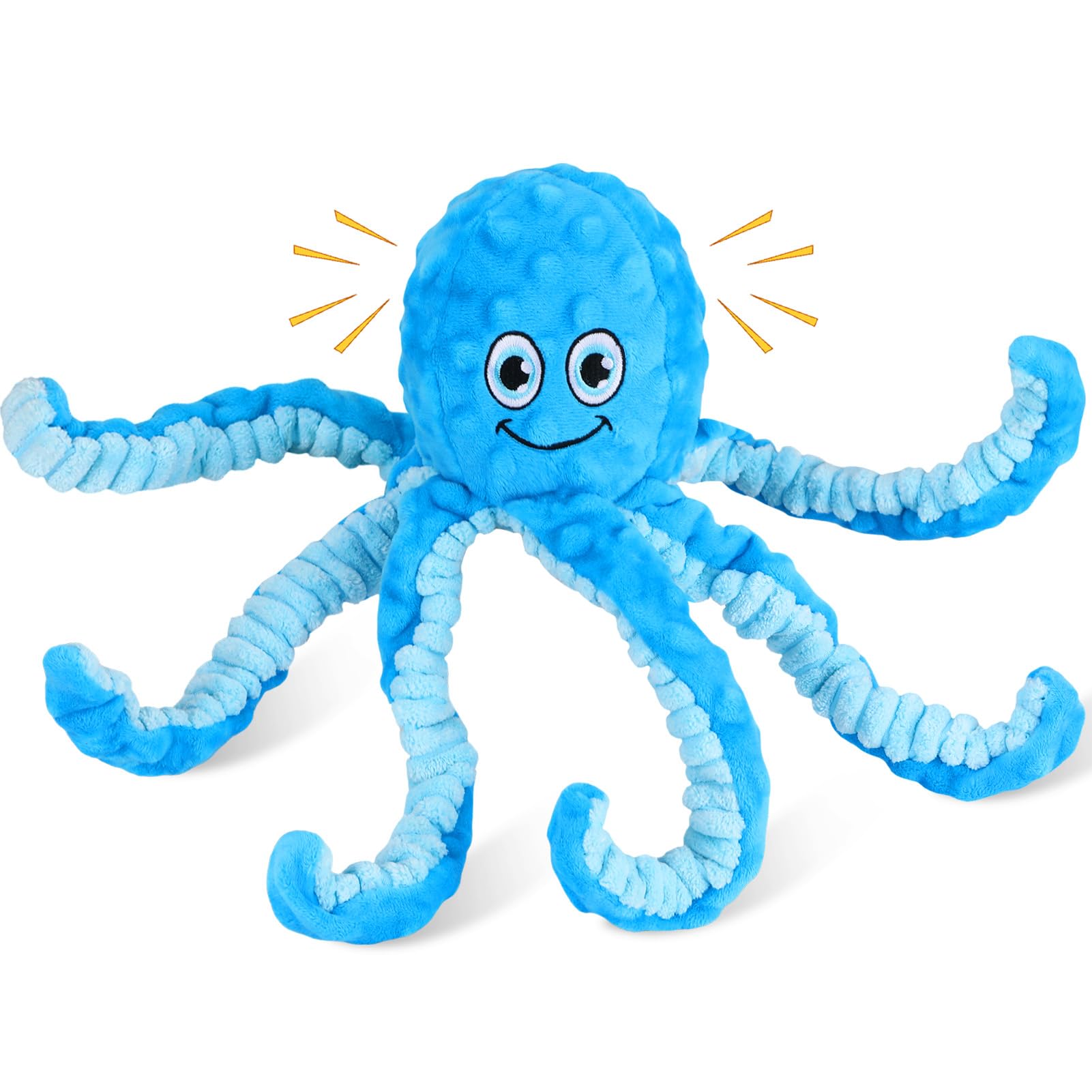 Durable Octopus Squeaky Dog Chew Toy with Crinkle Sound - Interactive Plush Puppy Teething Toy for Small, Medium & Large Dogs - Perfect for Tug of War, Fetch & Playtime