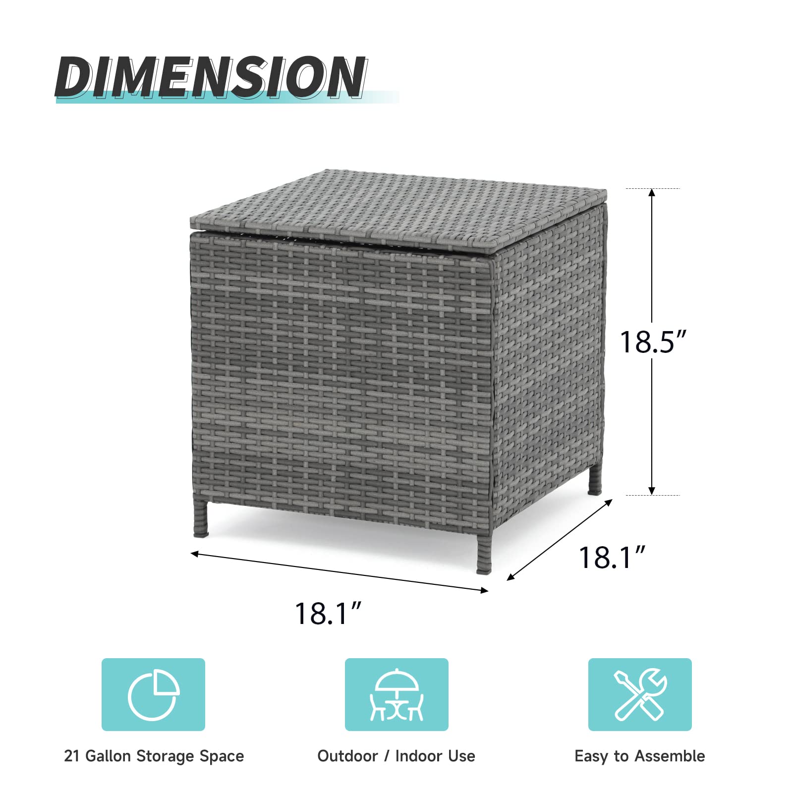 Verano Outdoor Wicker Side Table - Small Square Rattan Coffee Table with Storage for Garden, Porch, Deck, Living Room & Backyard - Weather-Resistant Resin Furniture (Gray) | Perfect for Patio Lounging, Poolside Relaxation & Outdoor Entertaining
