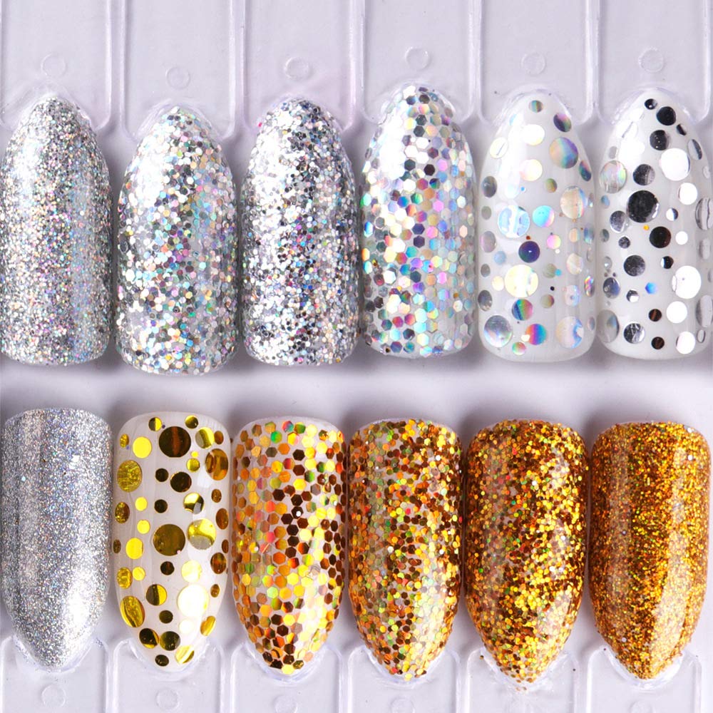 FUTVART Mixed Round Thin Shining Nail Sequins - 3D Nail Art Flakes & Glitter Paillettes for DIY Nail Decoration, Makeup, Resin Molds - Perfect for Manicures, Nail Art Designs, and Creative Crafting