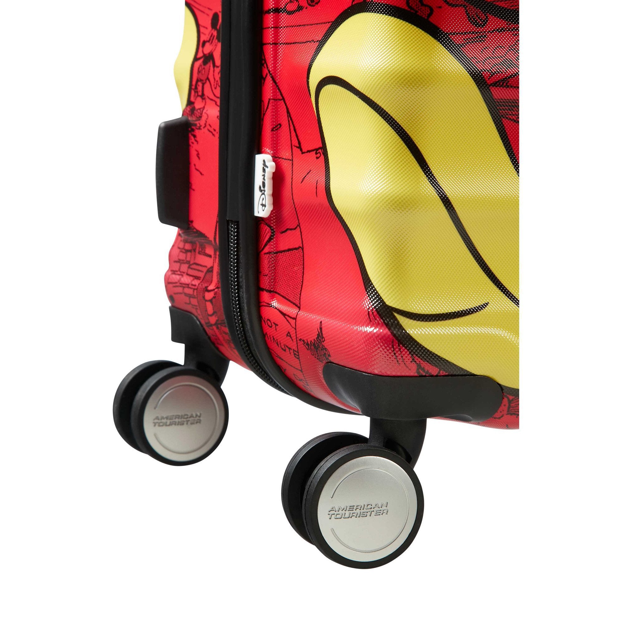American Tourister Disney Wavebreaker Spinner Carry On Luggage - Mickey Comics Red Suitcase for Travel, Business Trips & Family Vacations